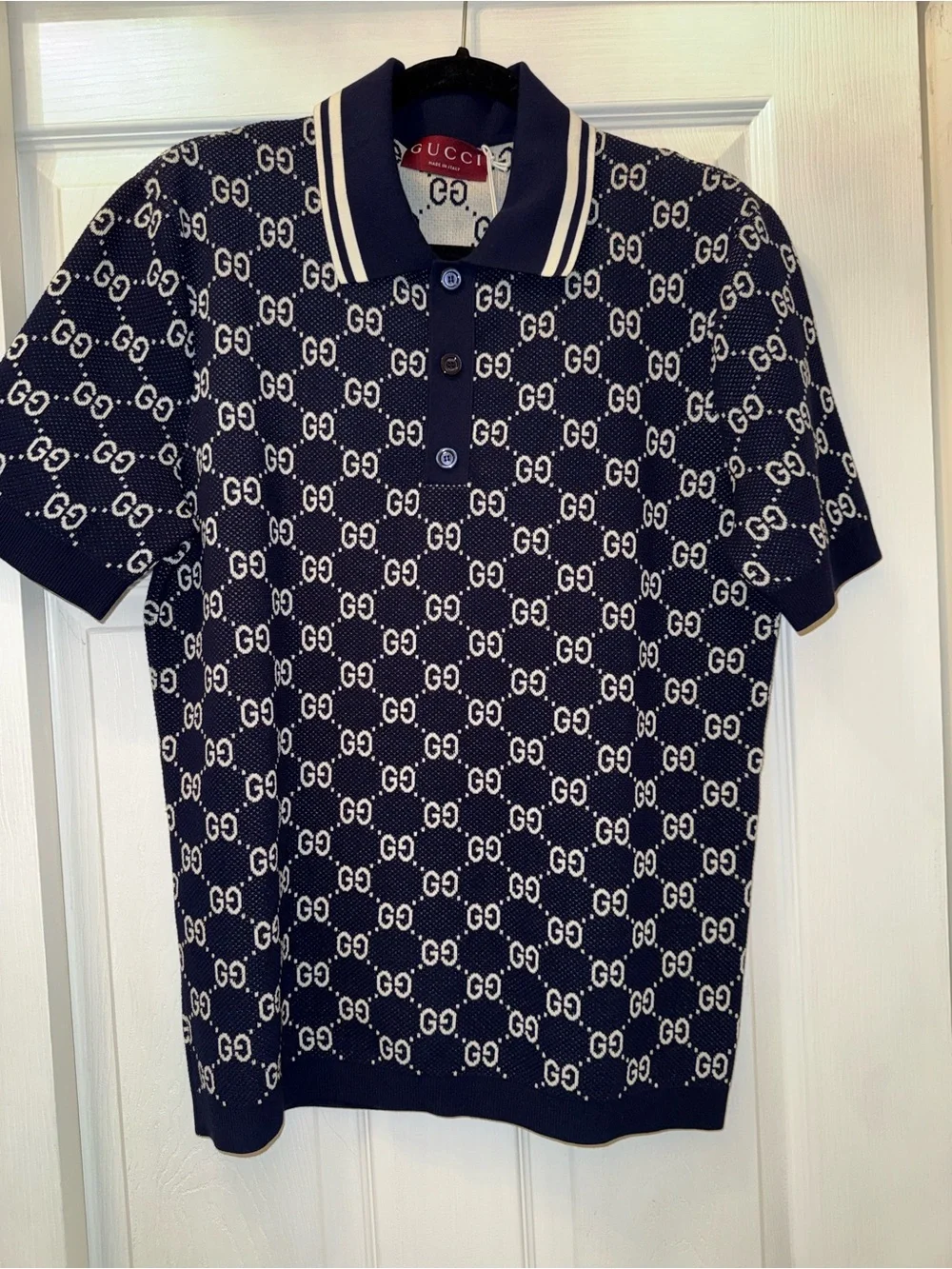 Gucci GG cotton knit jacquard polo shirt